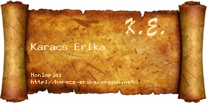 Karacs Erika névjegykártya